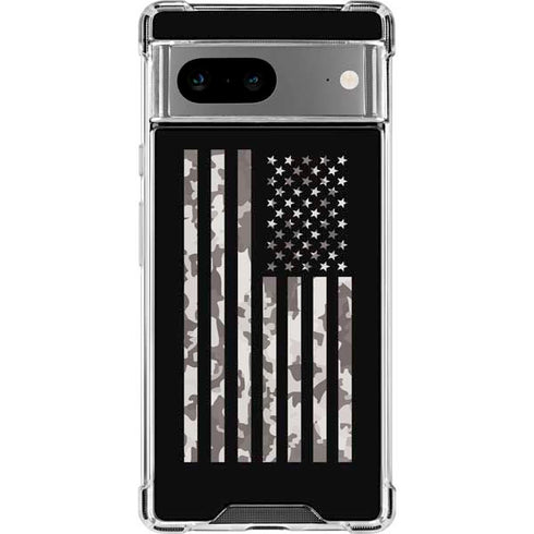 Black and White Camo American Flag Google Pixel 7a Clear Case